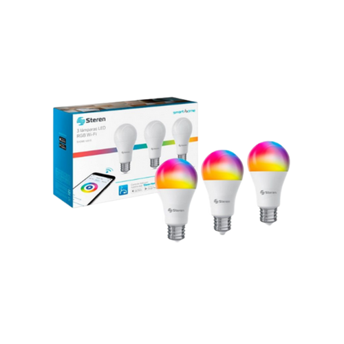 Foco LED Steren Wi-Fi Multicolor RGB 10W Paquete 3 Piezas